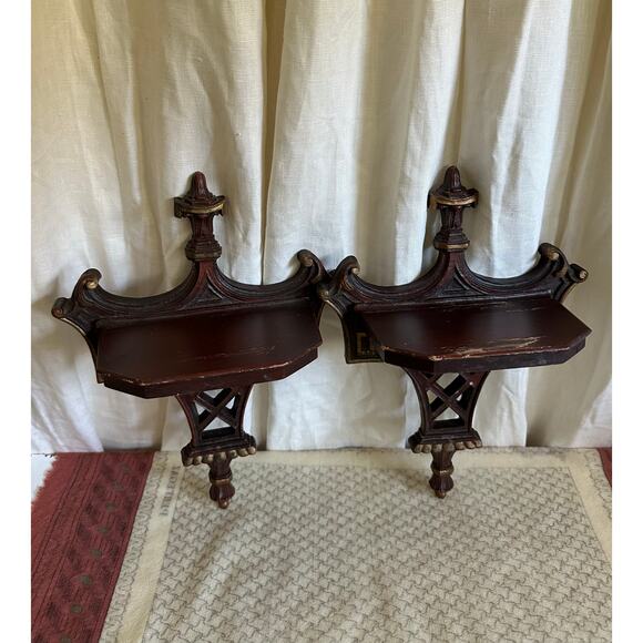 Vintage Syroco Wood Shelves oriental chinoiserie pagoda Asian style Chinese - Picture 9 of 16